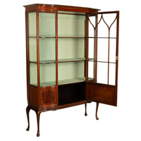 Antique 19th Century Inlaid Mahogany Regency Revival Display Cabinet China Hutch 1890