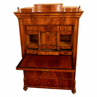 Antique Austrian Flame Mahogany Inlaid Rosewood Biedermeier Secretary Chest 1820