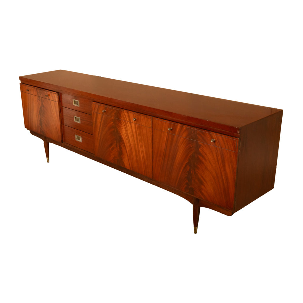 Mid Century Modern Danish Style Teak Mahogany Long Credenza Fully Restored 1966