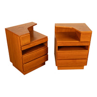 Pair Mid Century Modern Danish Teak Nightstands Chest Drawers by Scan Coll 1970
