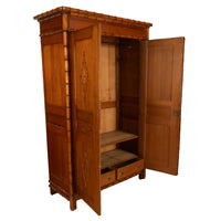 Antique 19th Century French Faux Bamboo Pine Armoire Wardrobe Cupboard 1880