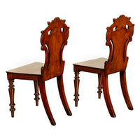 Pair Antique Regency Carved Mahogany Country House Shield Back Hall Chairs 1825