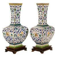 Antique Pair Monumental Chinese Qing Qianlong Period Cloissoné Enamel Vases 1795