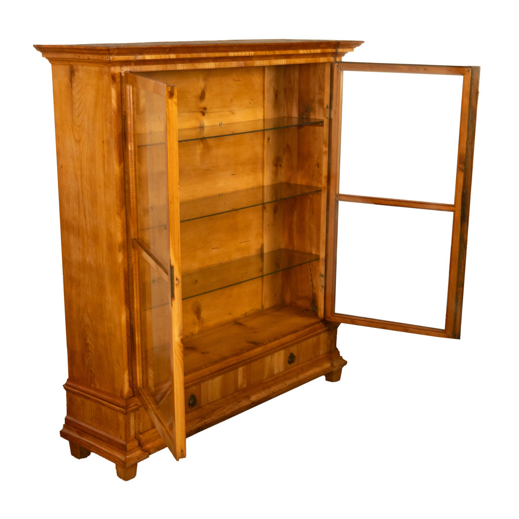 Antique Austrian Cherry Wood Biedermeier Display Library Cabinet Bookcase 1840
