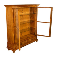 Antique Austrian Cherry Wood Biedermeier Display Library Cabinet Bookcase 1840