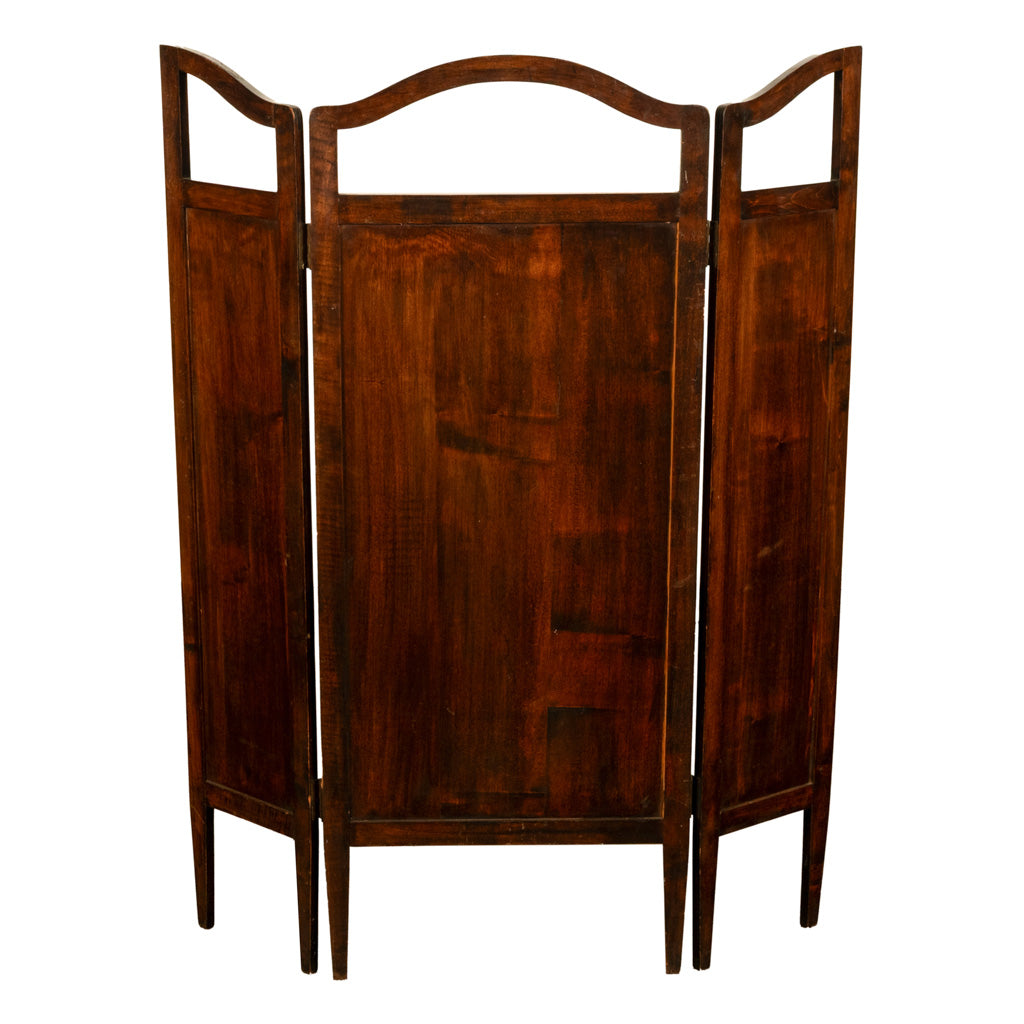 Antique Art Nouveau Mahogany Painted Fire Folding Screen Liberty Co London 1900