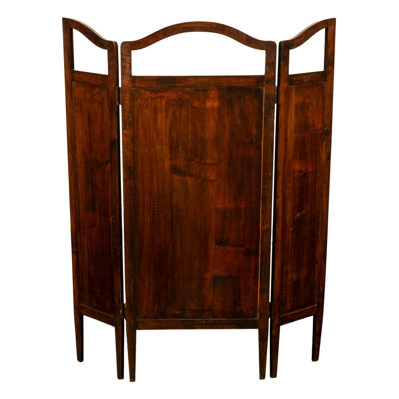 Antique Art Nouveau Mahogany Painted Fire Folding Screen Liberty Co London 1900