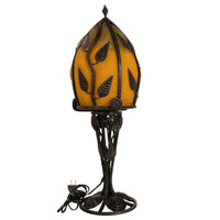 Large Antique French Art Deco Daum Glass & Edgar Brandt Iron Table Lamp 1920s