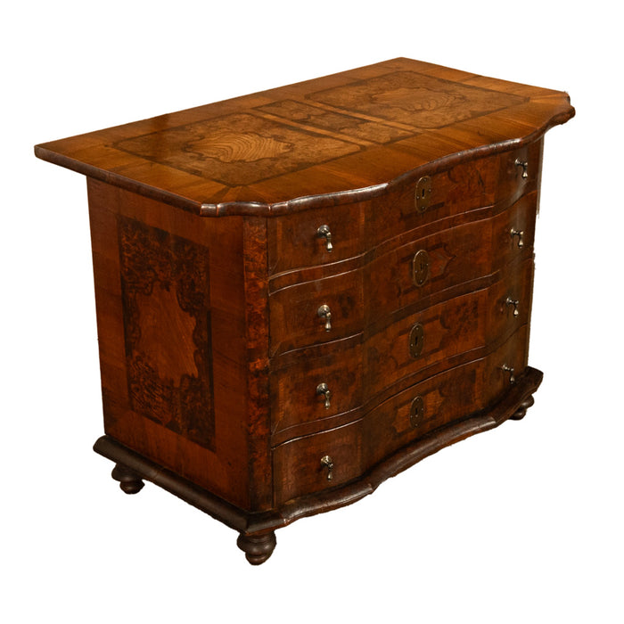 Antique Austrian Baroque Inlaid Walnut Burl Chest of Drawers Dresser Commode 1760