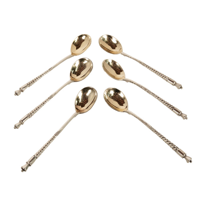 Set Antique Russian Imperial Silver Spoons by Fedor Rückert Faberge Moscow 1889