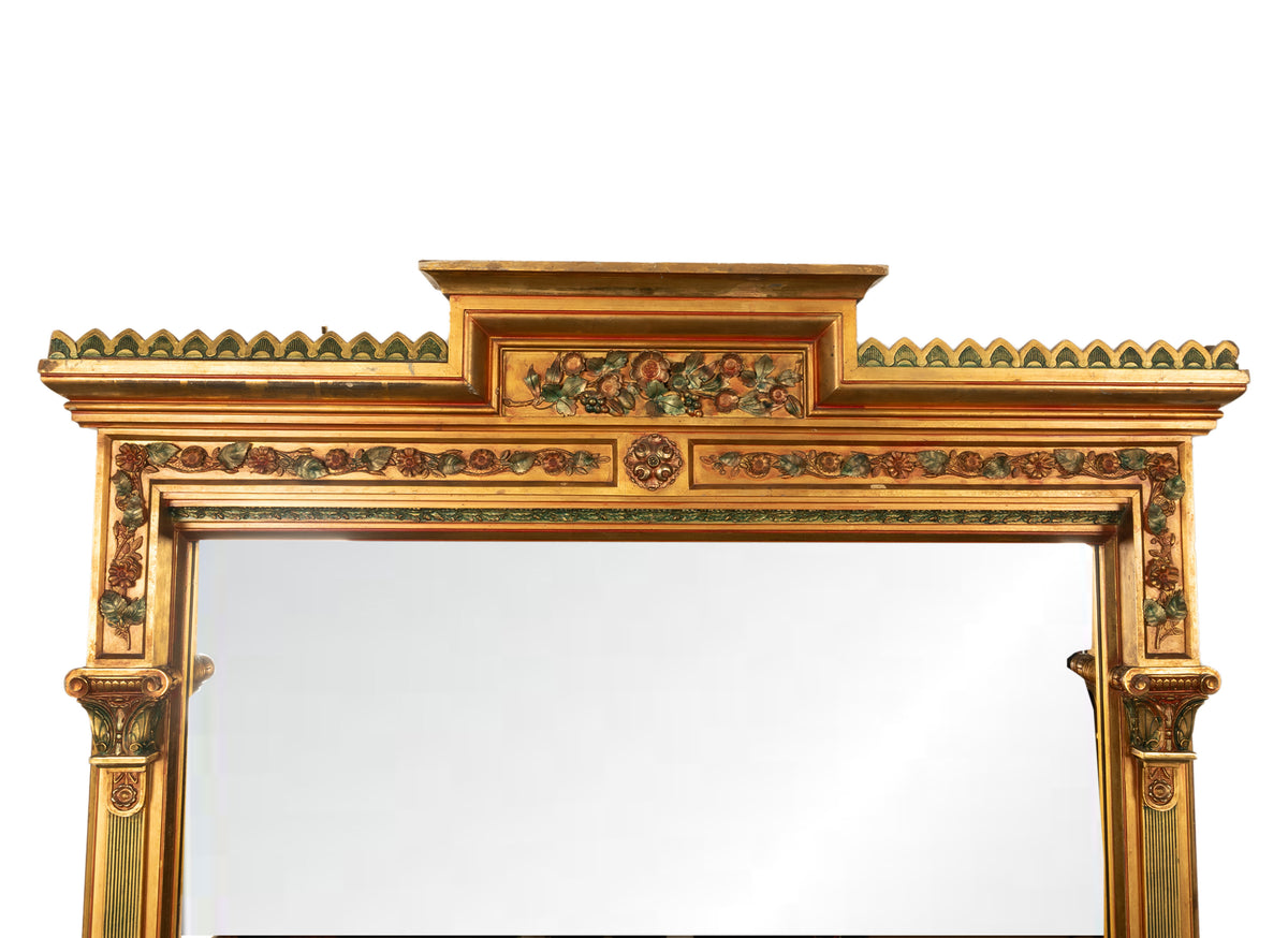 Antique 19th Century Monumental Giltwood Overmantel Full Length Pier Mirror 1860