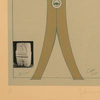 Pop Art Silk Screen Print and Collage "Clothespin Brancusi's Kiss" Philadelphia by Claes Oldenburg, 1972