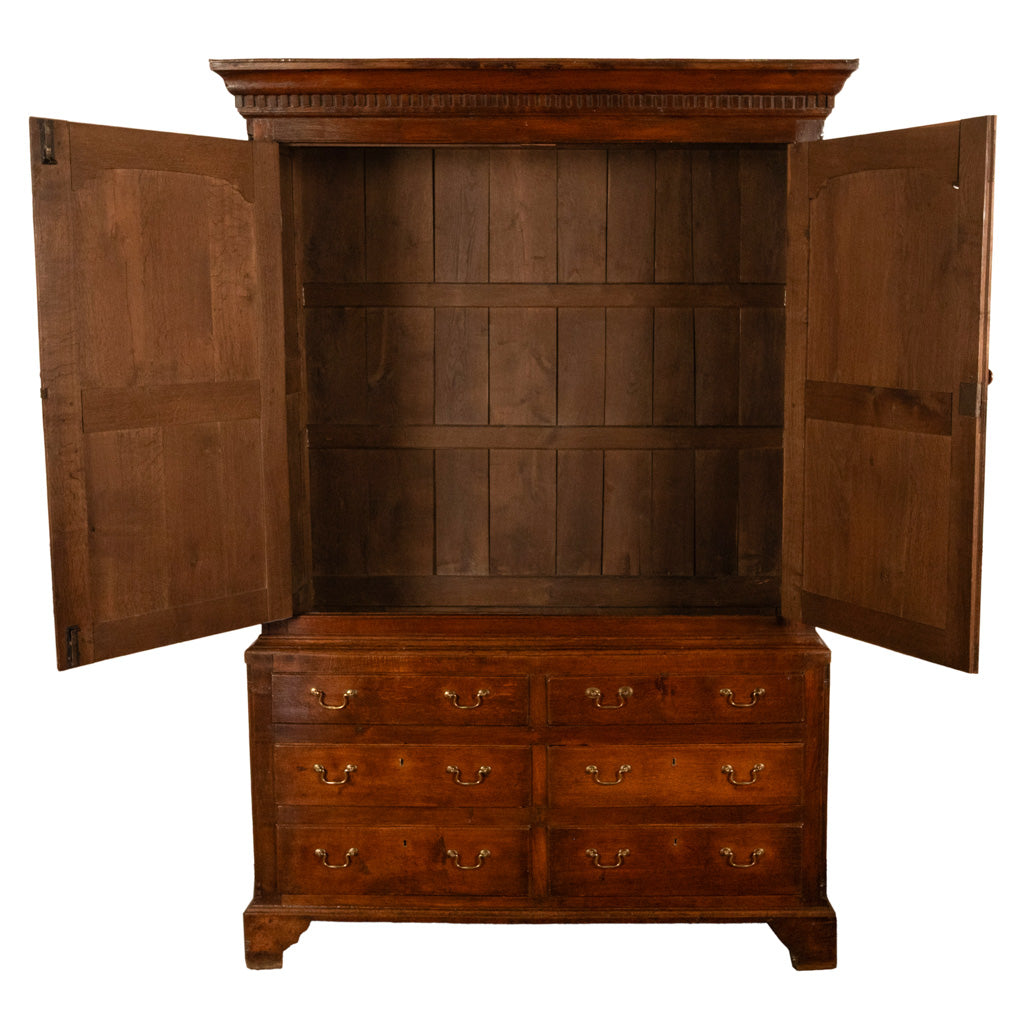 Antique 18thC Georgian Oak Welsh Livery Housekeepers Press Cupboard Cabinet 1740