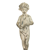 Antique French Lead Garden Statue Fountain Piping Boy Pan Putto Bacchante 1880