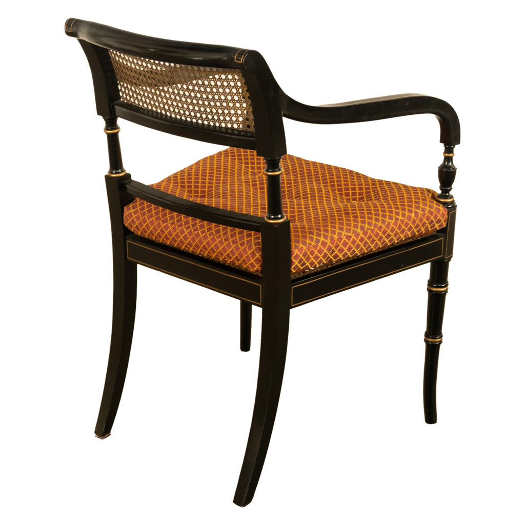Set Eight Federal Style Japanned & Gilded Dining Arm Chairs Kittinger Furniture