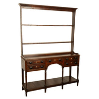 Antique 18th C George III Country Welsh Oak Dresser Plate Rack & Pot Board 1790