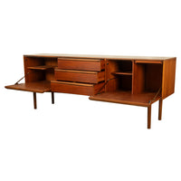Mid Century Modern Danish Style Teak Long Credenza McIntosh Starburst Doors 1960