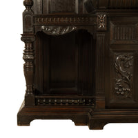 Antique Monumental Renaissance Revival Carved Oak Hall Tree Stand Mirror 1890