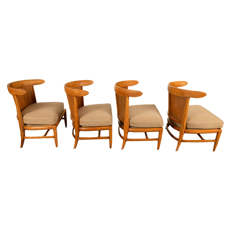 Mid Century Modern 54" Coffee Table Set 4 Slipper Chairs Signed Tomlinson 1959