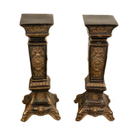 Pair Antique Regency Louis XV Style Gilt Bronze Pedestals Column Stands 1910