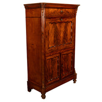 Antique Austrian Flame Mahogany Biedermeier Secretary Desk Cabinet Chest 1860