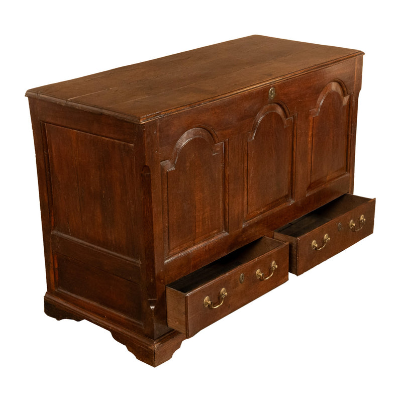 Antique 18th Century Georgian Paneled Lift up Lid Oak Mule Chest Coffer 1760
