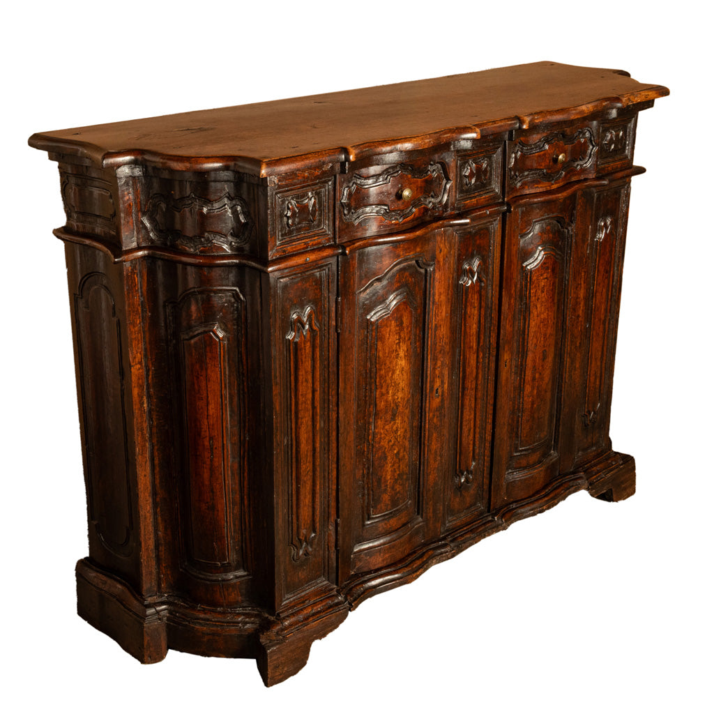 Antique Italian 17th Century Renaissance Carved Walnut Sideboard Credenza 1600
