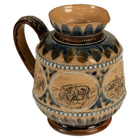 Antique Aesthetic Movement Doulton Lambeth Hannah Barlow Stoneware Jug Sheep, 1873
