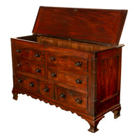 Antique 18th Century English Georgian Mahogany Hinged Top Mule Chest Coffer 1780