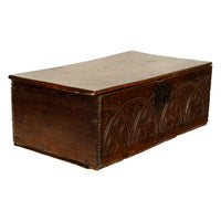 Antique English 17th Century Charles II Carved Oak Bible Document Deed Box 1680