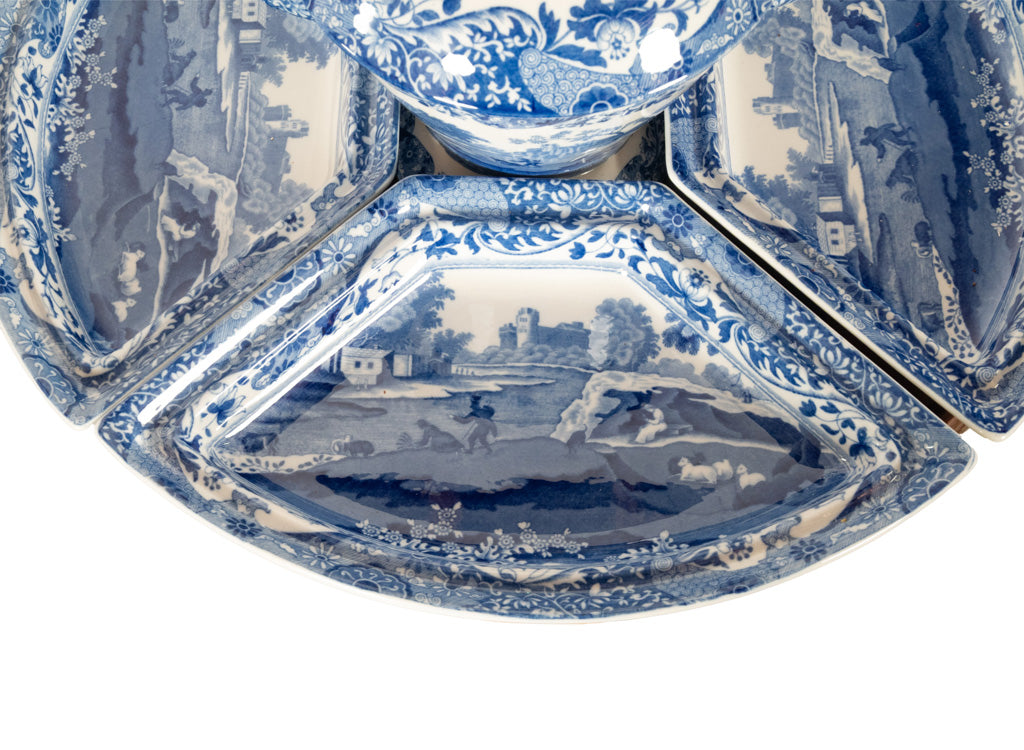 Antique Copeland Spode Blue & White Porcelain "Italian" Pattern Lazy Susan 1890