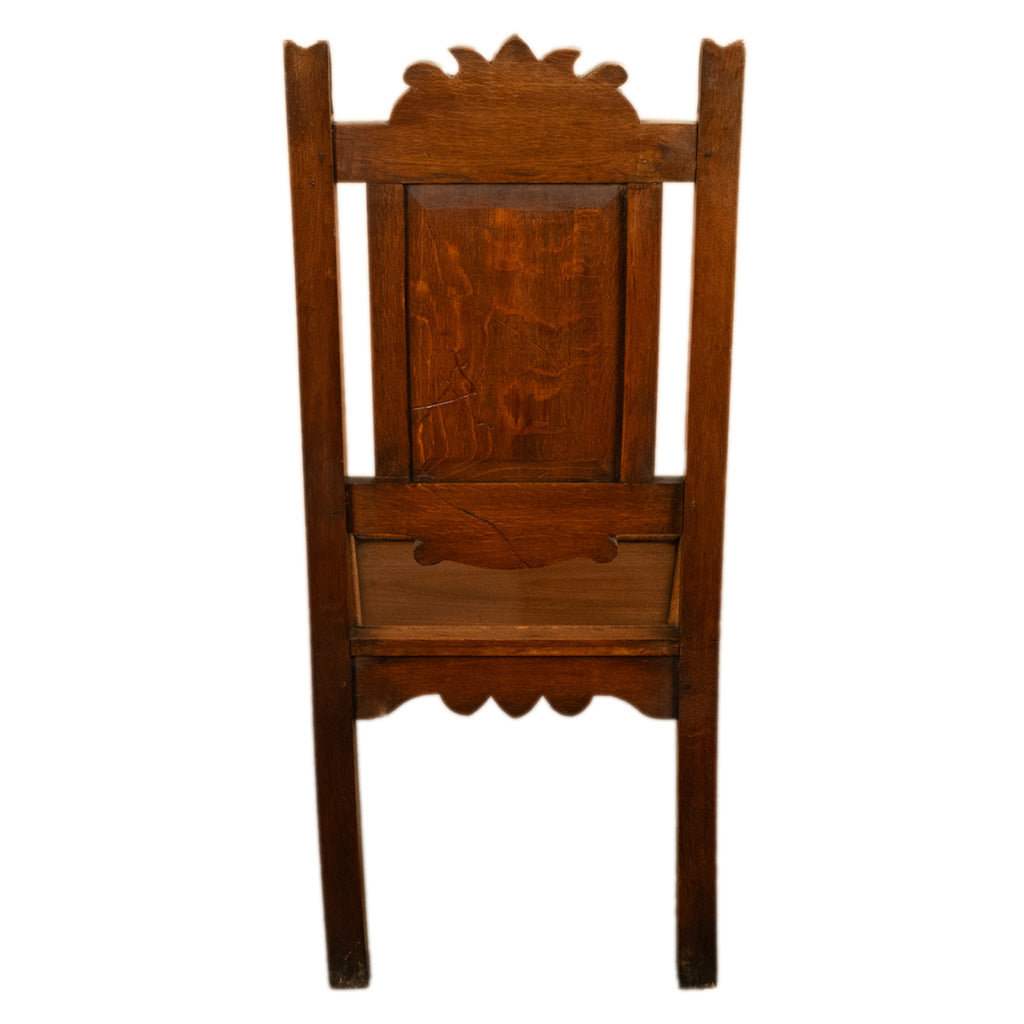 Antique Welsh Carved Oak Eisteddfod Bardic Chair Newmarket Trelawnyd Wales 1901