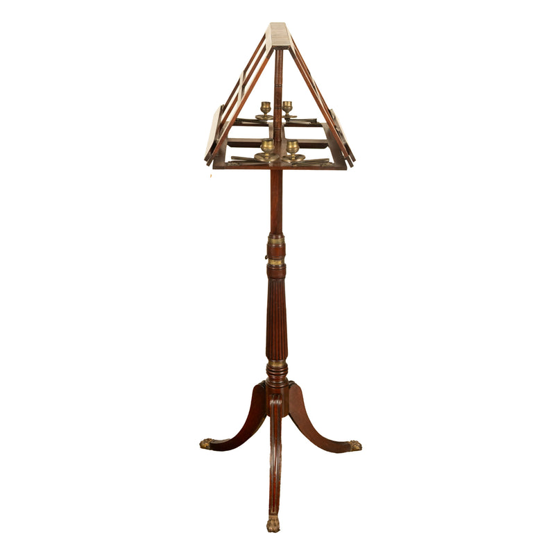 Antique Georgian Brass-Mounted Candle Sconces Mahogany Duet Music Stand 1790