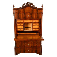 Antique Austrian Mahogany Maple Inlaid Biedermeier Secretary Chest Cabinet 1850