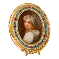 Antique Italian Micro Mosaic Miniature Portrait Painting Porcelain Guido Reni,1895