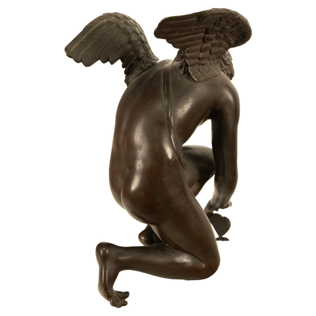 Monumental Antique French Bronze Sculpture Statue Cupid & Marble Ormolu Pedestal by Antoine-Denis Chaudet, 1870