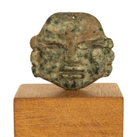 Ancient Pre-Columbian Olmec Hand-Carved Jade Face Mask Pendant 900-600 BC Mexico