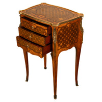 Antique French Marquetry Ormolu Side Table 3 Drawer Cabinet Commode Paul Sormani