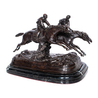 Antique French 19th Bronze Equestrian Group Horses Jockeys Statue Sculpture by by Paul Louis Emile Loiseau-Rousseau, Paris 1895