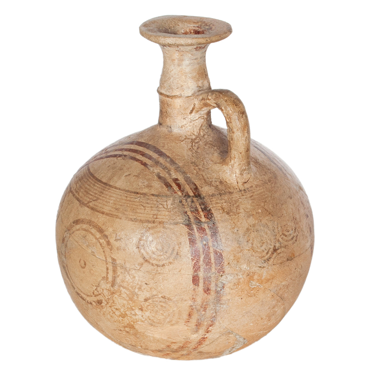 Ancient Greek Cypriot Pottery Bichrome Aryballos Oinochoe Bullseye Flask 750 BC