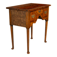 Antique Irish 18th Century Burl Walnut George I Lowboy Dressing Table Desk 1720