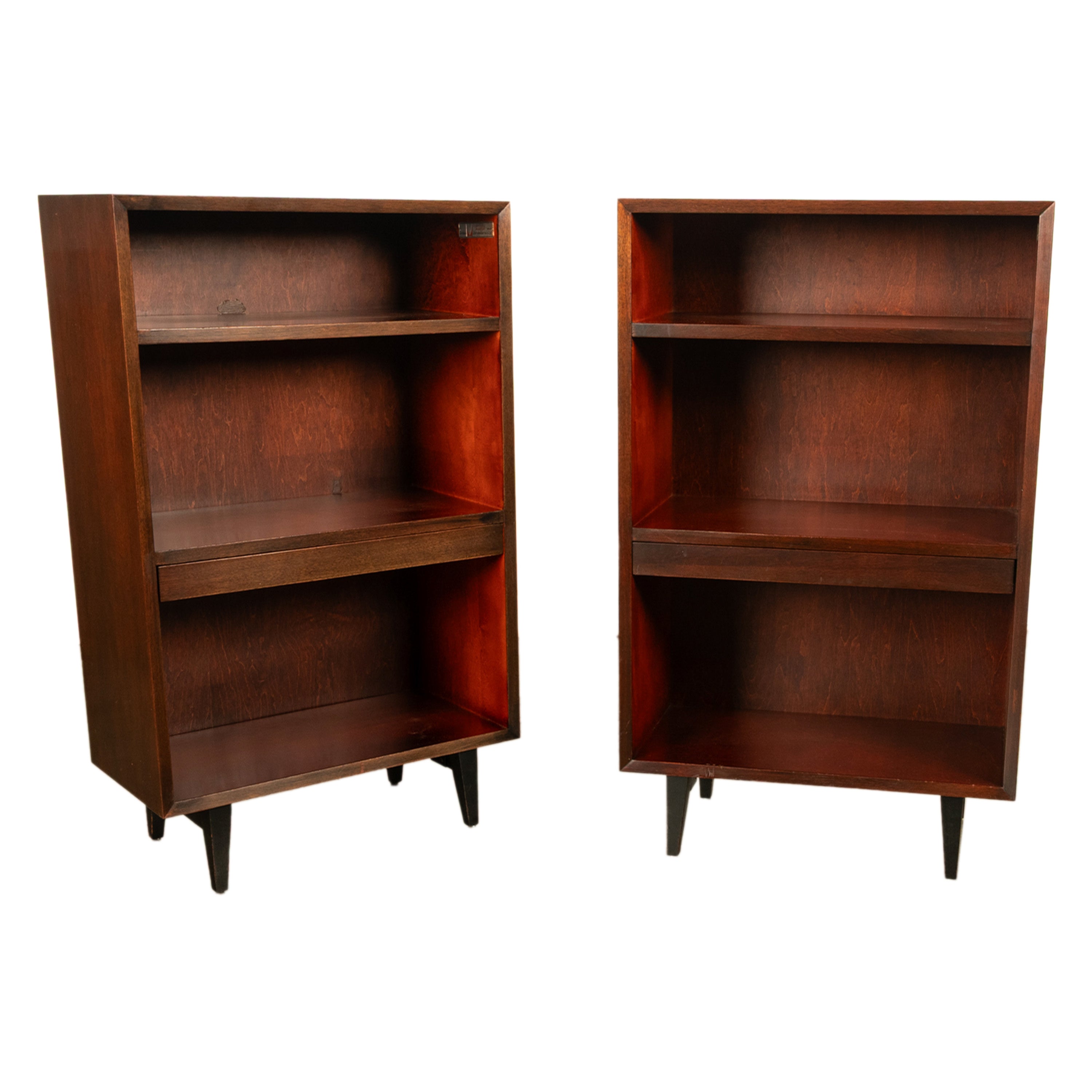 Pair American Modernist Walnut Nightstands George Nelson for Herman Mi ...