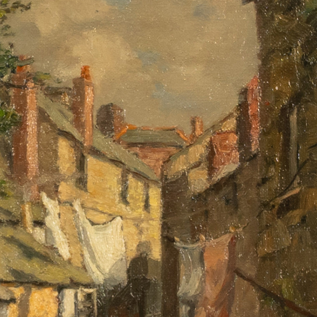 Antique American California Impressionist Oil Canvas Painting St. Ives Cornwall by Anna Althea Hills, 1910