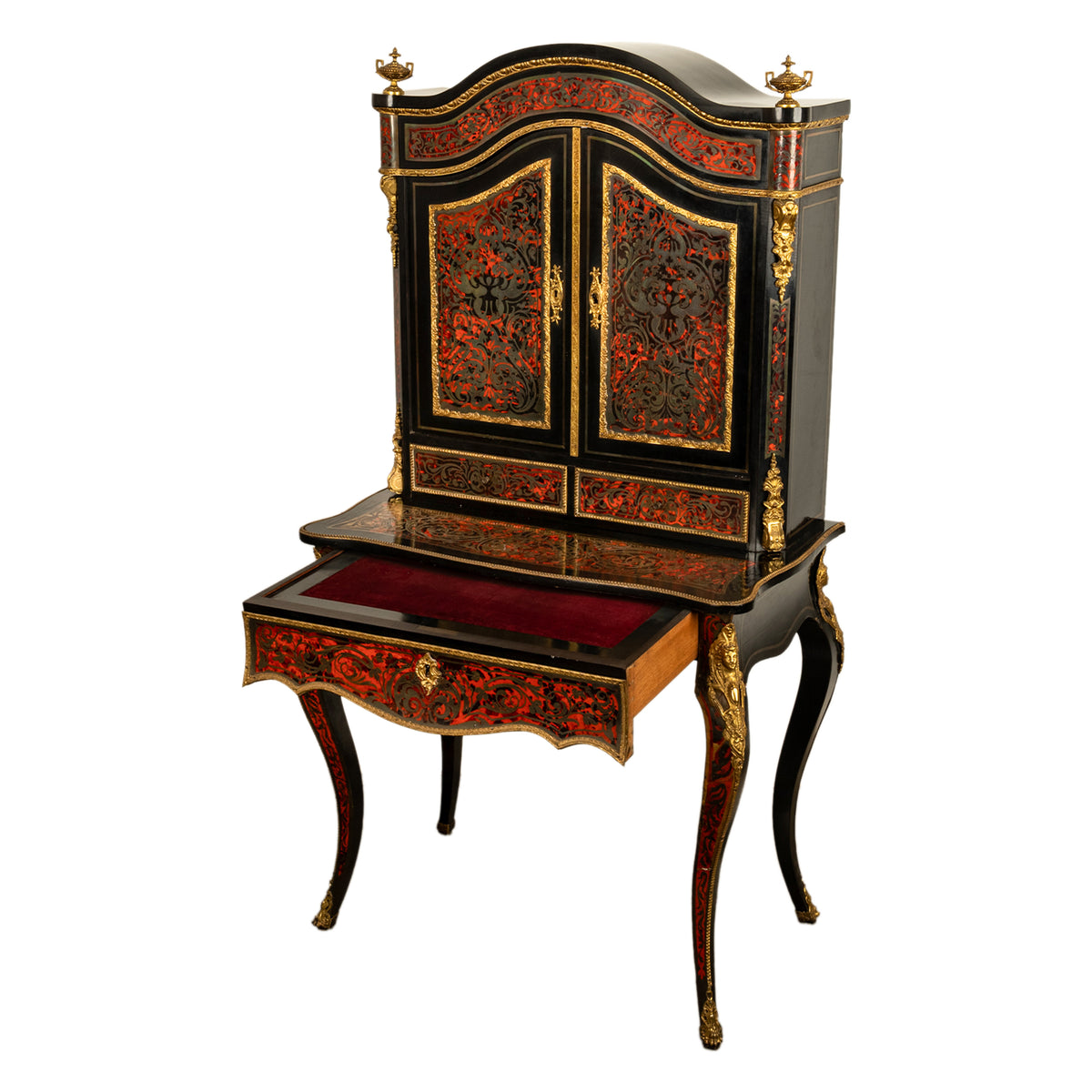 Antique Ebonized Boulle Ormolu Desk Cabinet Bonheur du Jour by Nordisk Kunst & Mobel-Etablissement Denmark