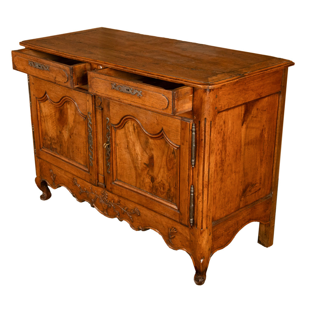 Antique 18th C French Provincial Louis XV Carved Walnut Sideboard Buffet 1780