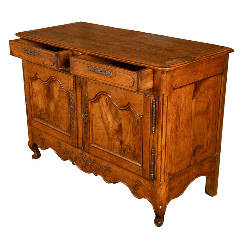 Antique 18th C French Provincial Louis XV Carved Walnut Sideboard Buffet 1780