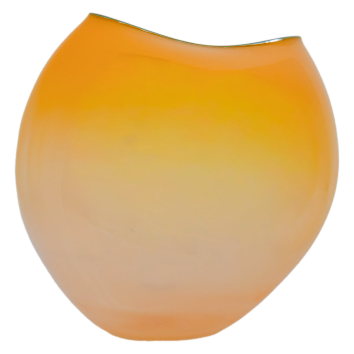 Dale Chihuly Hand-Blown Mango & Teal Lip Glass Basket Sculpture Signed & Dated, 2000