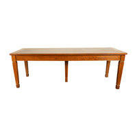 Long Antique Oak Arts & Crafts Five Leg Library Conference Dining Table 1900