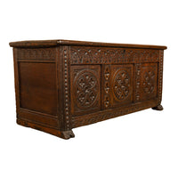 Antique English 17th Century William III Carved Oak Coffer Chest Candle Box 1690