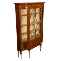 Antique Art Nouveau Inlaid Mahogany Display China Cabinet Vitrine Waring Gillow, 1905